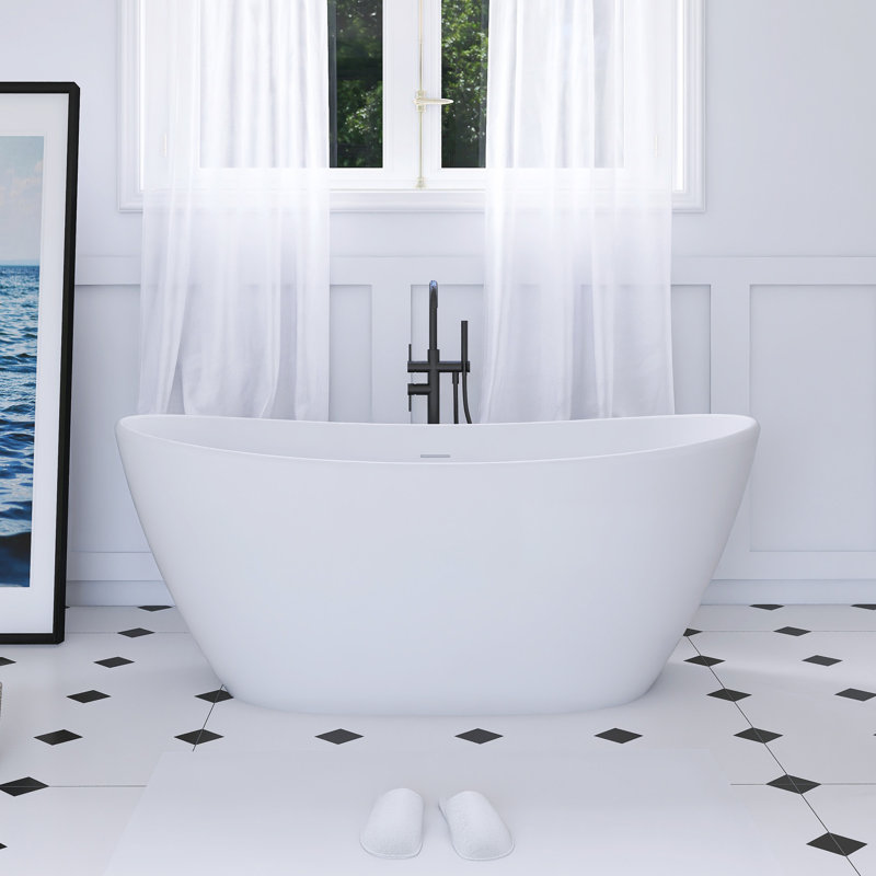 61 Inch Small Size Artificial Stone Solid Surface Freestanding Bathtub