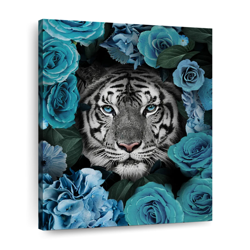 Tigre floral, H 10 po x l 8 po x P 1 po