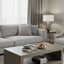 Table basse Dane, cubique 48 po, tablette ouverte, finition gris chêne naturel