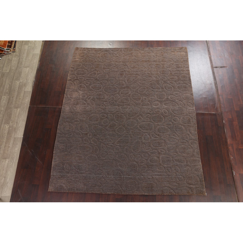 Tapis unique brun / ivoire noué à la main 8 pi 4 po x 10 pi 1 po nouvel âge One-of-a-Kind