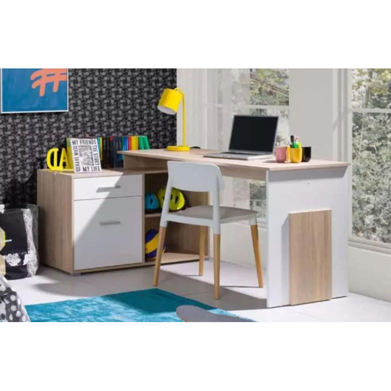 Como L-Shaped Metal Base Writing Desk, Oak Sonoma