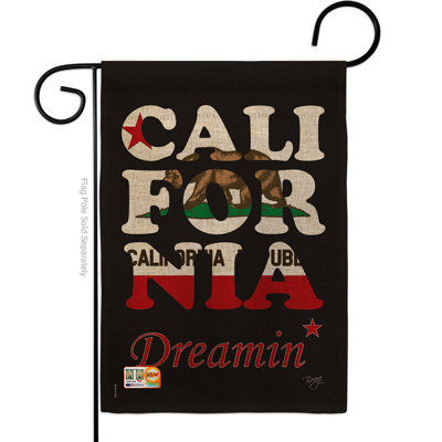 Rêve de california * 2 faces en toile jute 18,5 x 13 po drapeau de jardin