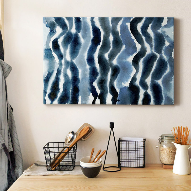 Vraie vague bleue I, toile tendue avec châssis de qualité supérieure - prête à être accrochée, H 40 po x l 60 po
