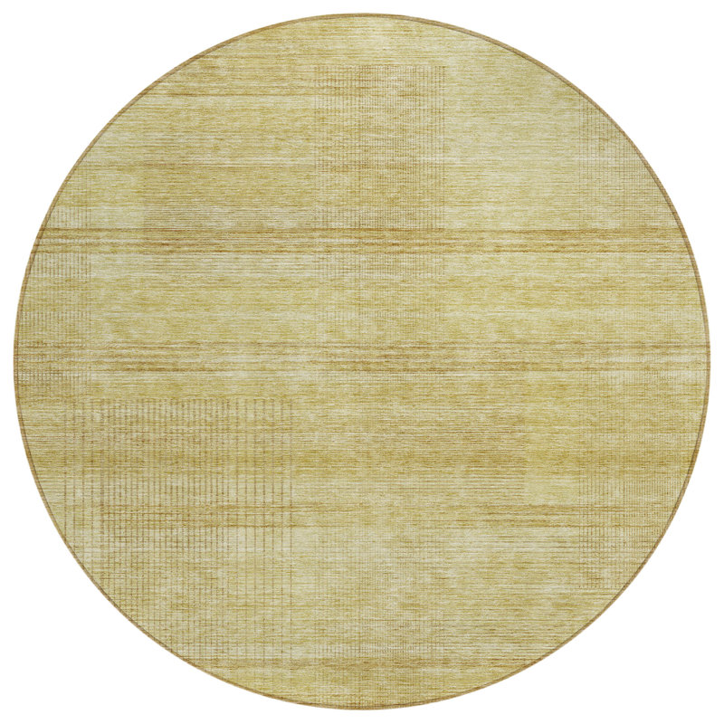 Malchow Washable Striped Indoor / Outdoor Rug, Round 8'