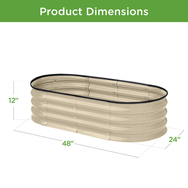 Sayvon 4x2x1ft Outdoor Raised Metal Oval Garden Bed, Planter Box for Vegetables, Flowers, Beige