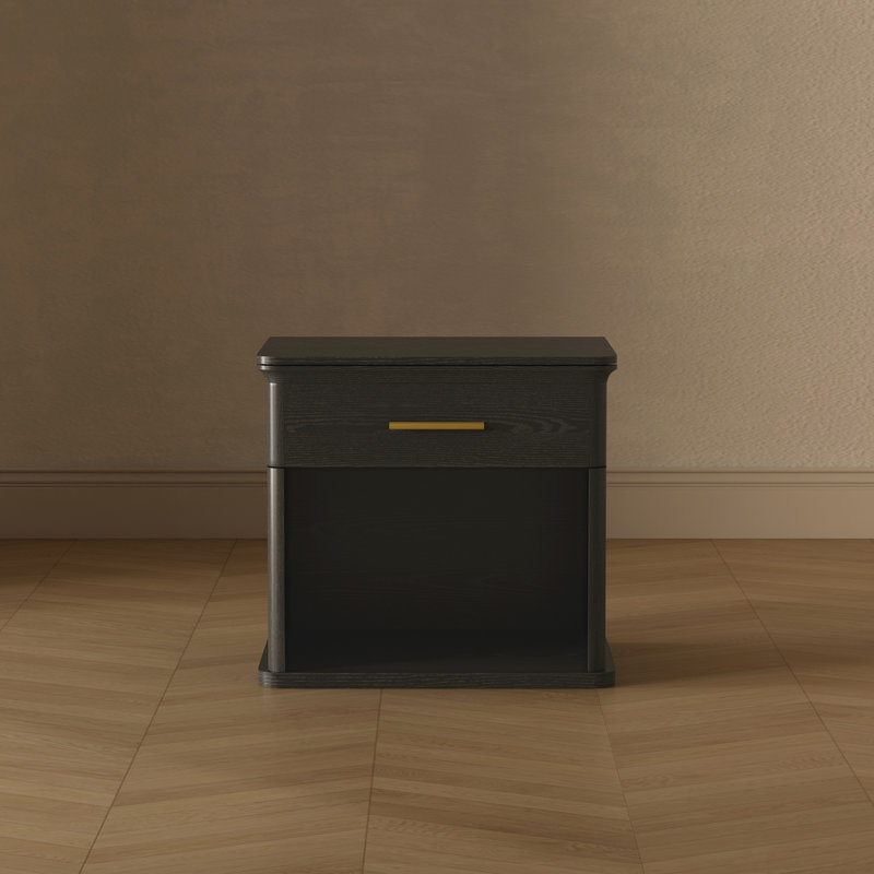 Clifford Traditional 1-Drawer Nightstand in Black, Black