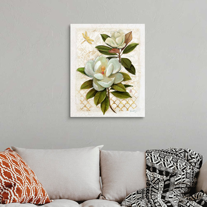«Heirloom Magnolia» sur toile grise, H 24 po x l 30 po x P 1,25 po, Toile tendue