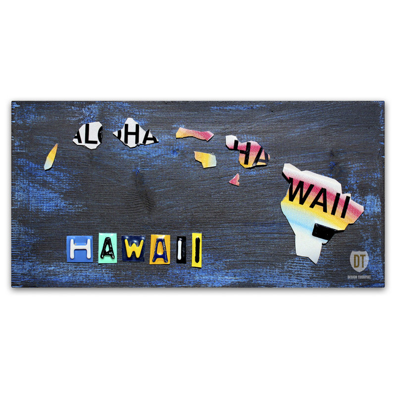 « hawaii state map », impression sur toile tendue, H 10 po x l 19 po x P 2 po