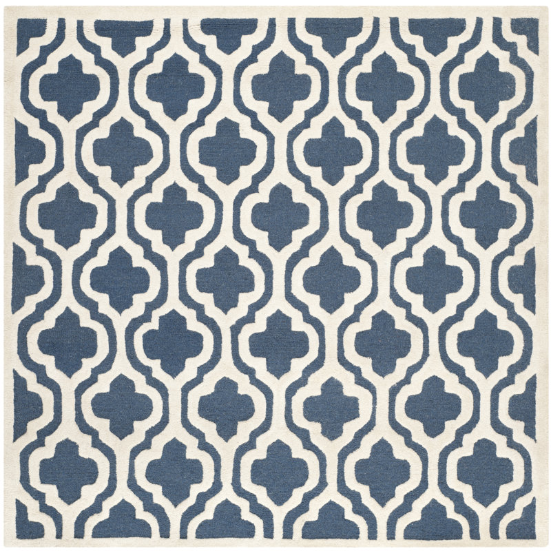 Tapis bleu marine / ivoire Ruben, Carré 10 pi