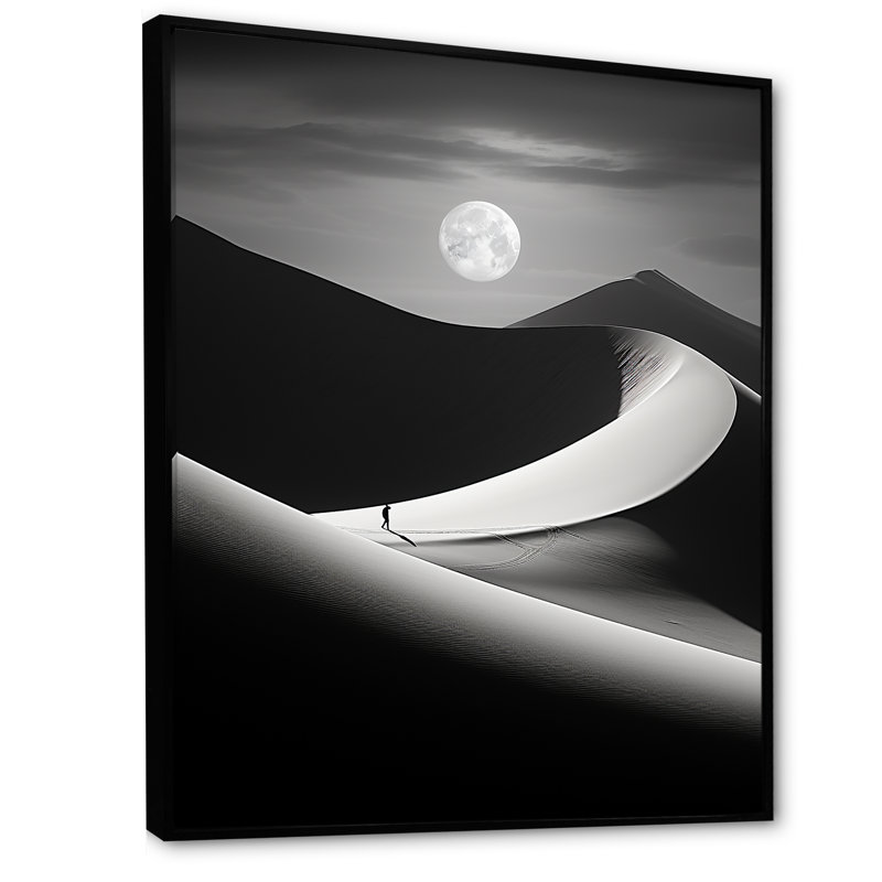 Desert Dreams Oasis III - Art mural désert, H 40 po x l 30 po x P 1,5 po, Cadre flottant noir