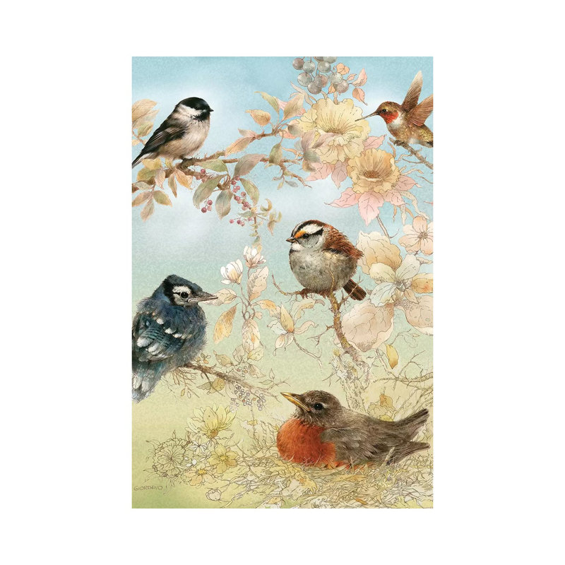 «Baby Songbirds» par Giordano Studios - peinture sur toile tendue, H 40 po x l 26 po x P 1,5 po