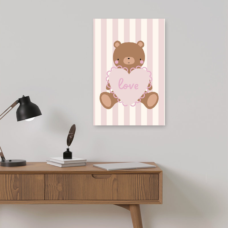Baby Girl Contemporary Bear Wall Art Print by Aislinn Simmonds - Wrapped Canvas Print, 45.72cm H x 30.48cm W