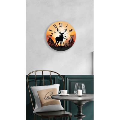 Horloge murale silencieuse en verre trempé Lodge & Cabin