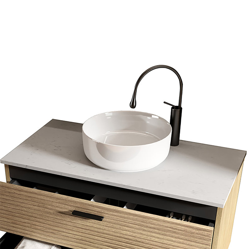 Modern White Ceramic Basin With Glossy Finish - Stain & Heat , Easy To Maintain, Round Shape For , 15.73 In Dimensions, 17.92 Lb, For Contemporary Bathrooms Sleek Integrated , Clean, Wide, Deep, 4.65