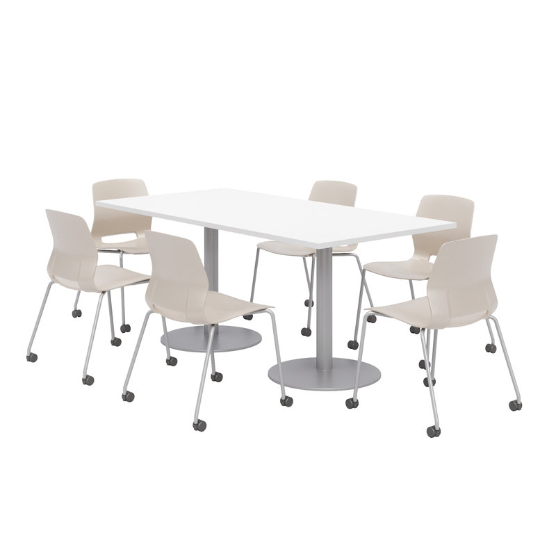 Ensemble de table de salle à manger rectangulaire 72 "et chaise, Moonbeam, Blanc de designer