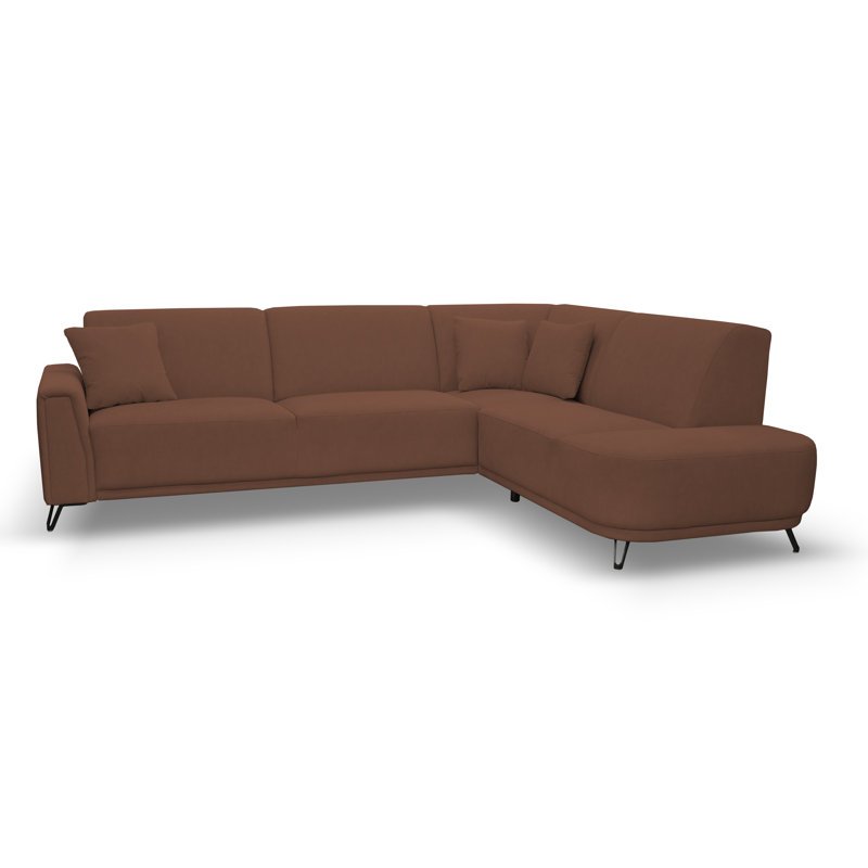 Vecellio 4 Seater Corner Sofa , Brown, Right facing