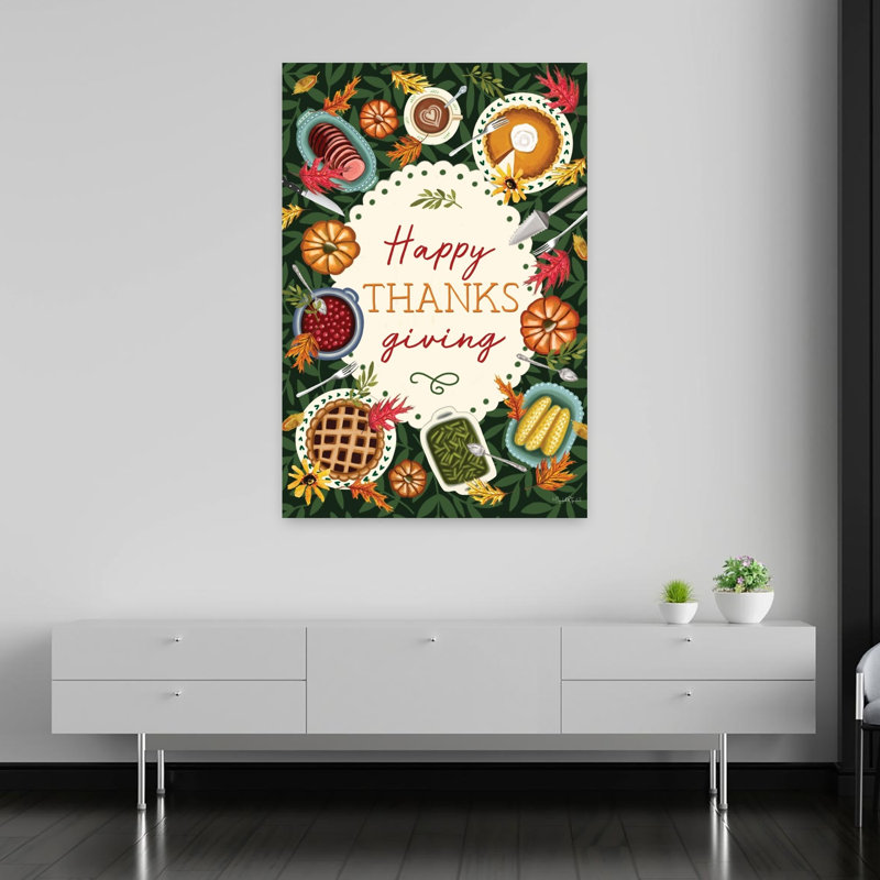Happy Thanksgiving Table, art contemporain, H 60 po x l 40 po