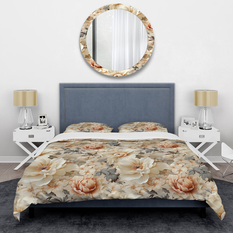 Ensemble de housse de couette Ethereal Rococo Flourish Victorian, Housse de couette simple + 1 taie décorative stan