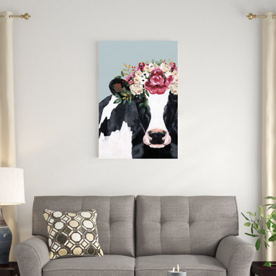 " Flower Crown Cow Recolor " Painting Print