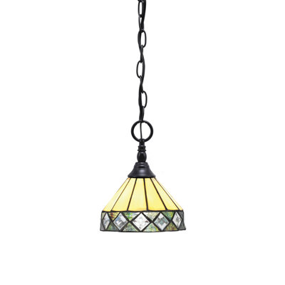 Mini-luminaire suspendu avec chaînette et verre à losanges de 7 po