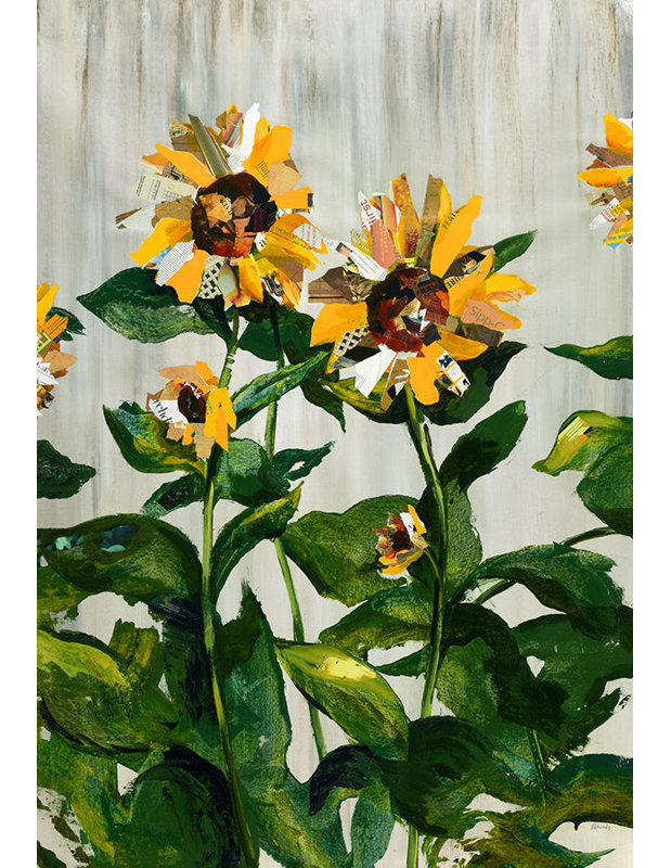 Tournesol par Sydney Edmunds - peinture sur toile tendue, H 64 po x l 44 po x P 1,5 po, Gel coupé au couteau