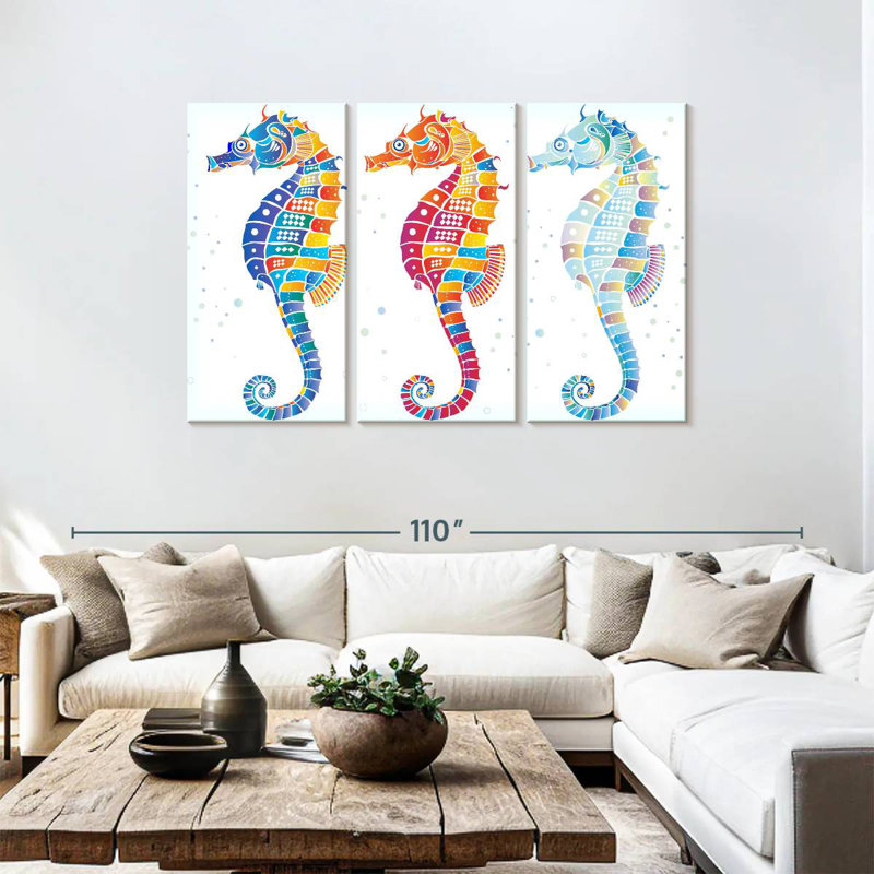Trio d'hippocampes, H 48 po x l 74 po