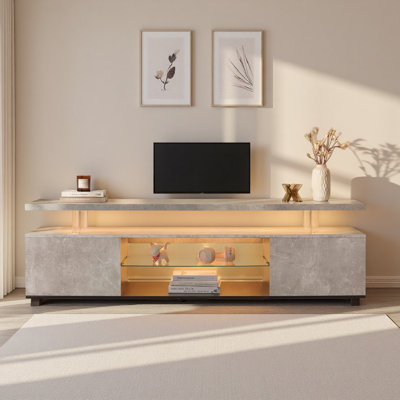 Meuble télé pour meuble télé 55 pouces avec console de rangement pour jeux vidéo à DEL et grande armoire latérale pour le salon