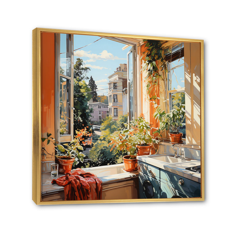 «Bath Laundry Urban Oasis II», reproduction sur toile, H 16 po x l 16 po x P 1 po, Cadre flottant doré