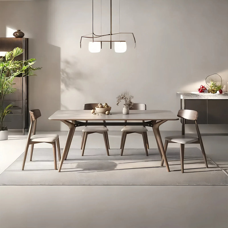 Ensemble de chaises de table de salle à manger en bois massif et en pierre, H 29,52 po x L 62,99 po x l 31,49 po