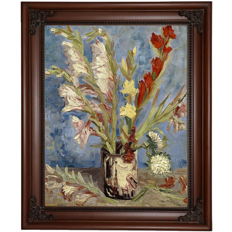 Vault W Artwork Vase With Gladioli And China Asters 1886 Framed On ...