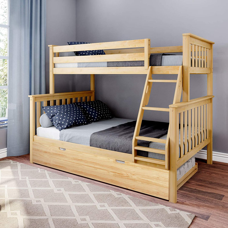 Bolles Kids Bunk Bed with Trundle, Twin over Full, Natural