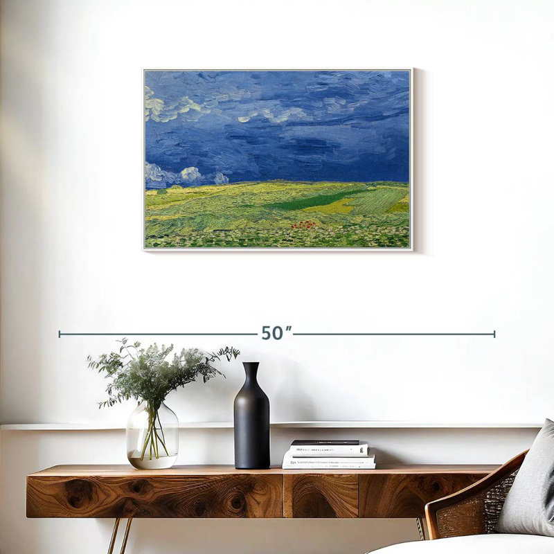 Wheatfields Under Thunderclouds, Cadre flottant blanc, 31 po x 21 po