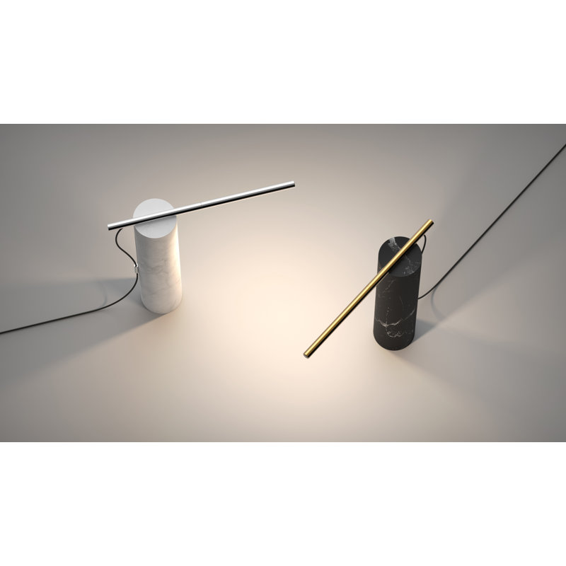 13" Table Lamp, Black Marquina/Brass