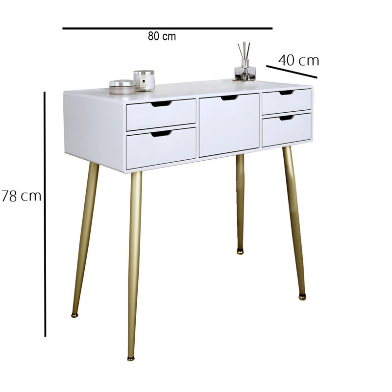 Lulette Dressing Table, White/Gold