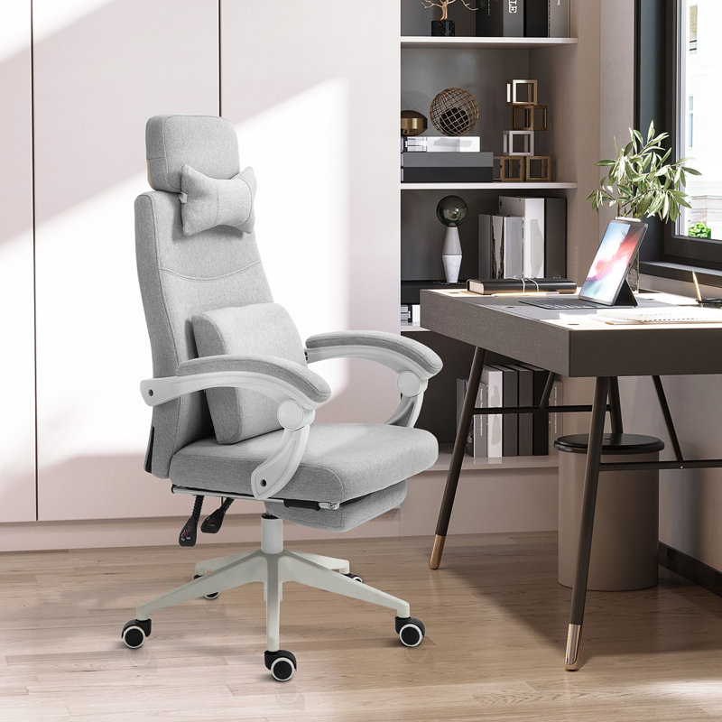Vinsetto Office Chair Ergonomic Desk Chair 160° Reclining Backrest Grey, Grey, White