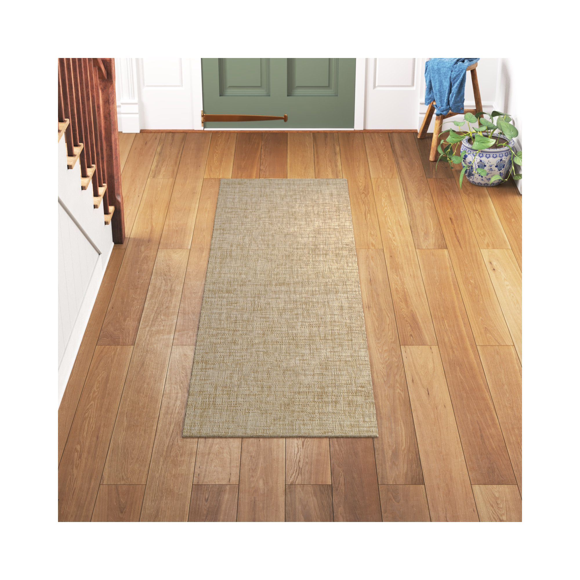 Aldred Handmade Wool Natural Rug, Runner 2'3" x 8'