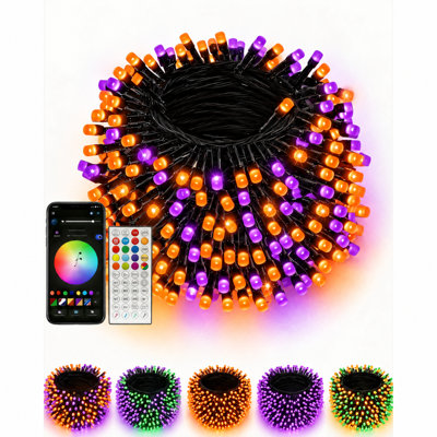 65.6FT 200-Lights Smart RGB+IC LED String Light with Remote &  APP Control, Holiday Presets, Dynamic Modes, 16 Millions Colors, Individual Controllable LEDs, Timer Settings, IP44 Waterproof, Perfect for Any Holiday Decoration, Christmas, July 4th, etc