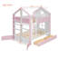 Lits superposés avec rangement, entièrement en bois MDF, style maison, chambre d'enfant moderne-1256186779