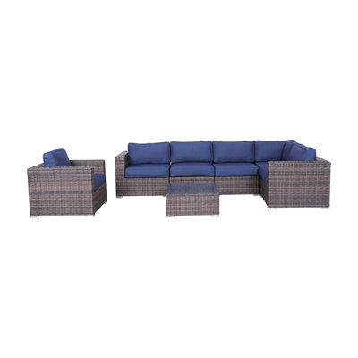 Fully Assembled 7 Piece Sectional Seating Group with Sunbrella Cushions by Living Source International