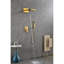 Ensemble de douche de salle de bain avec tête rectangulaire et système de laiton doré à main avec 3