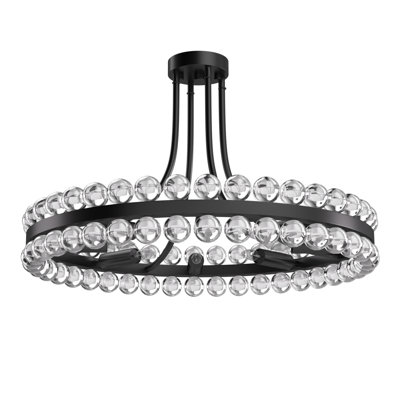 Jackeline  8 - Lights 24'' Antique Matte Black Modern Chandelier Style Circle Semi Flush Mount Lighting Fixture For Living Room