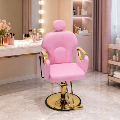 Barber Salon Chair for Hair Stylist, Height Adjustable Hydraulic Hair Reclining Salon Chairs, 360 Degrees Rotation, Multi-Function Shampoo Chair for Barbershop