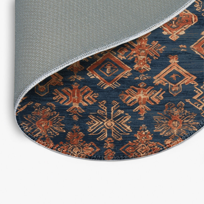 Tapis noir intérieur et extérieur ArtDeco, Rond 5 pi