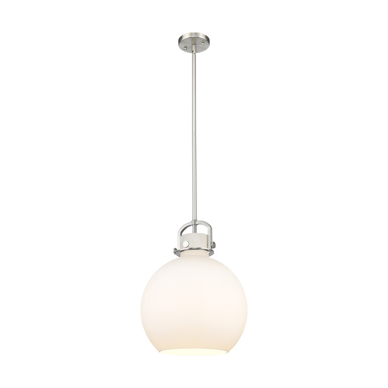 Luminaire suspendu à 1 tige Sligo, H 17,63 po x l 14 po x P 14 po, Blanc, Nickel satiné