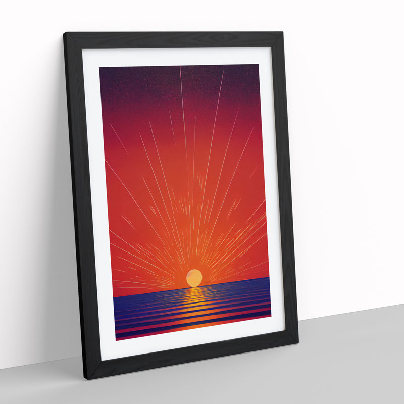 XV1022-1453X Classic Ocean Sunset - Print, Black Framed, 66cm H x 48cm W x 2cm D, White