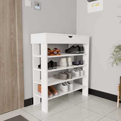 Modern Shoe Cabinet, White, 31.5 x 35.4 x 11.8 inches | 100% Melamine Coated Chipboard, Multiple Adjustable Shelves, Wall-Mountable Design | Stylish Storage Solution for Entryway & Hallway, Space-Saving & Functional