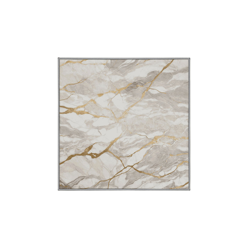 Machine Washable Gray Area Rug, Square 8'
