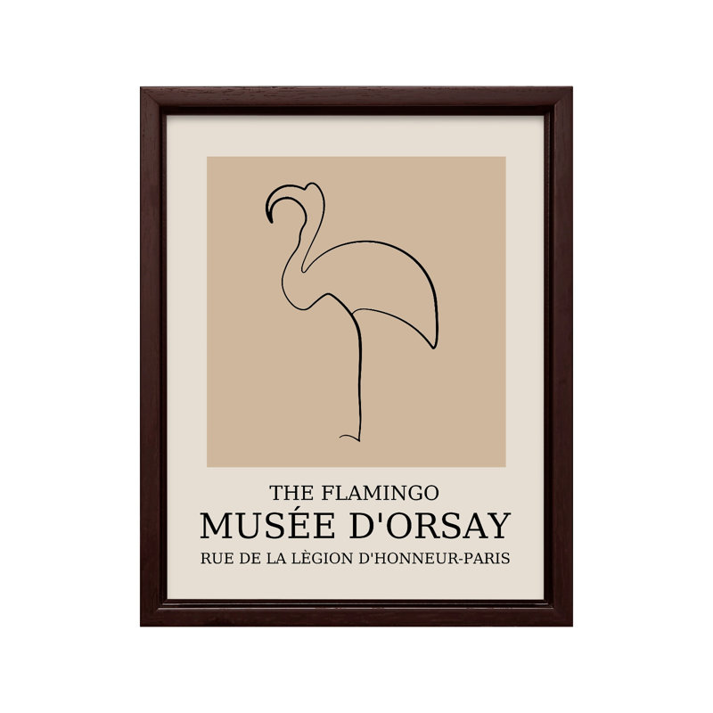 Picasso - Flamant rose, Canevas, H 24 po x l 32 po, Encadrement brun