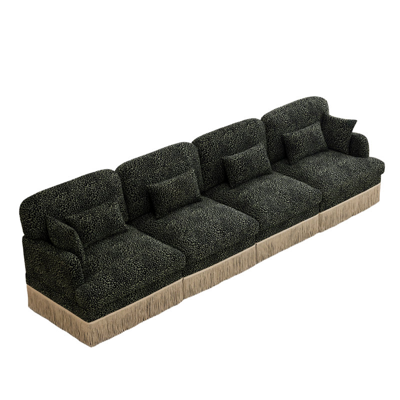 Spacious 131.5 In Chenille Sectionals, Modern Leopard Sofa For Home
