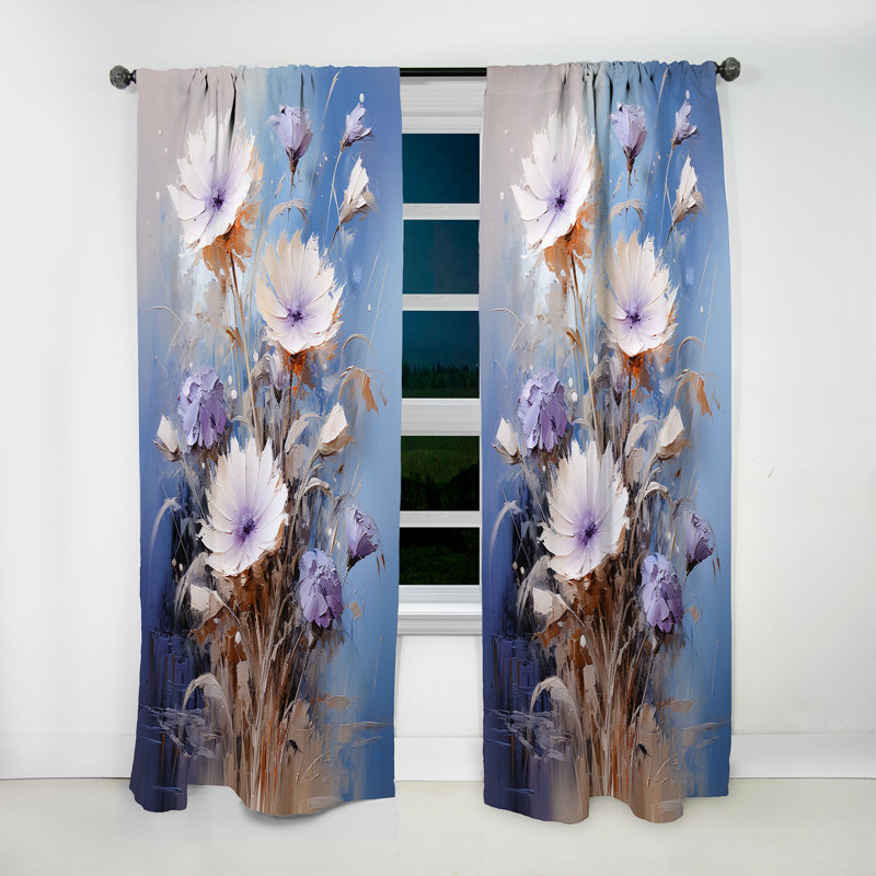 Rideau traditionnel Gesine aux tons bleus - Rideau traditionnel - Velours obscurcissant - 1 panneau, L 52 po x L 108 po